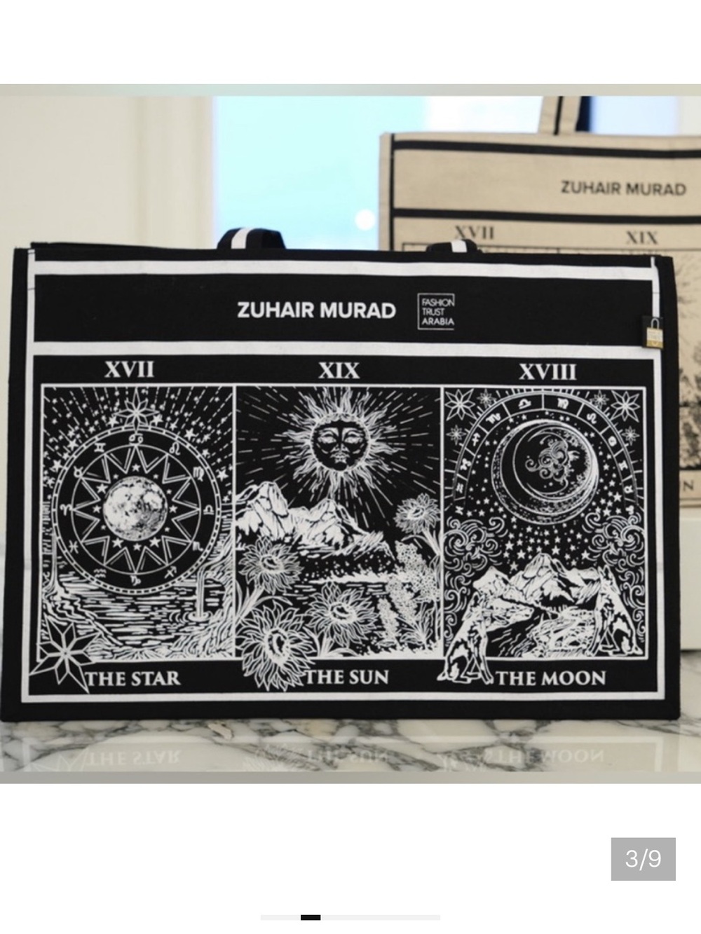 Zuhair Murad Black and White Tarot Graphic Tote